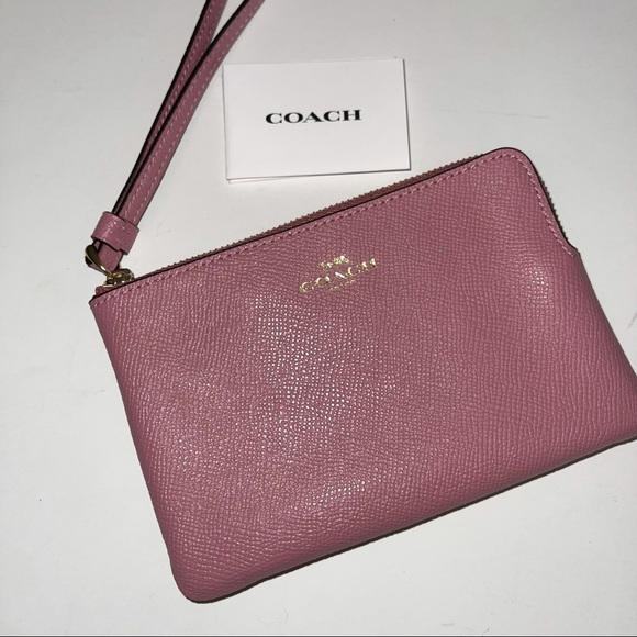 Coach Light Pink / True Pink Corner Zip Wristlet New With Tag - Picture 10 of 13